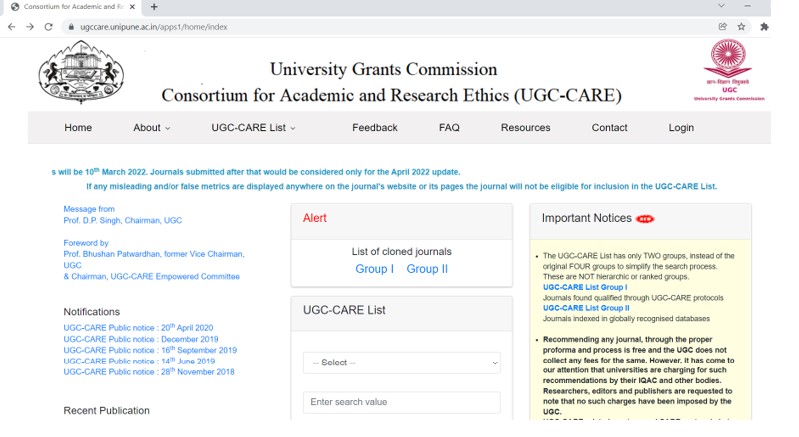 UGC listed journals Search