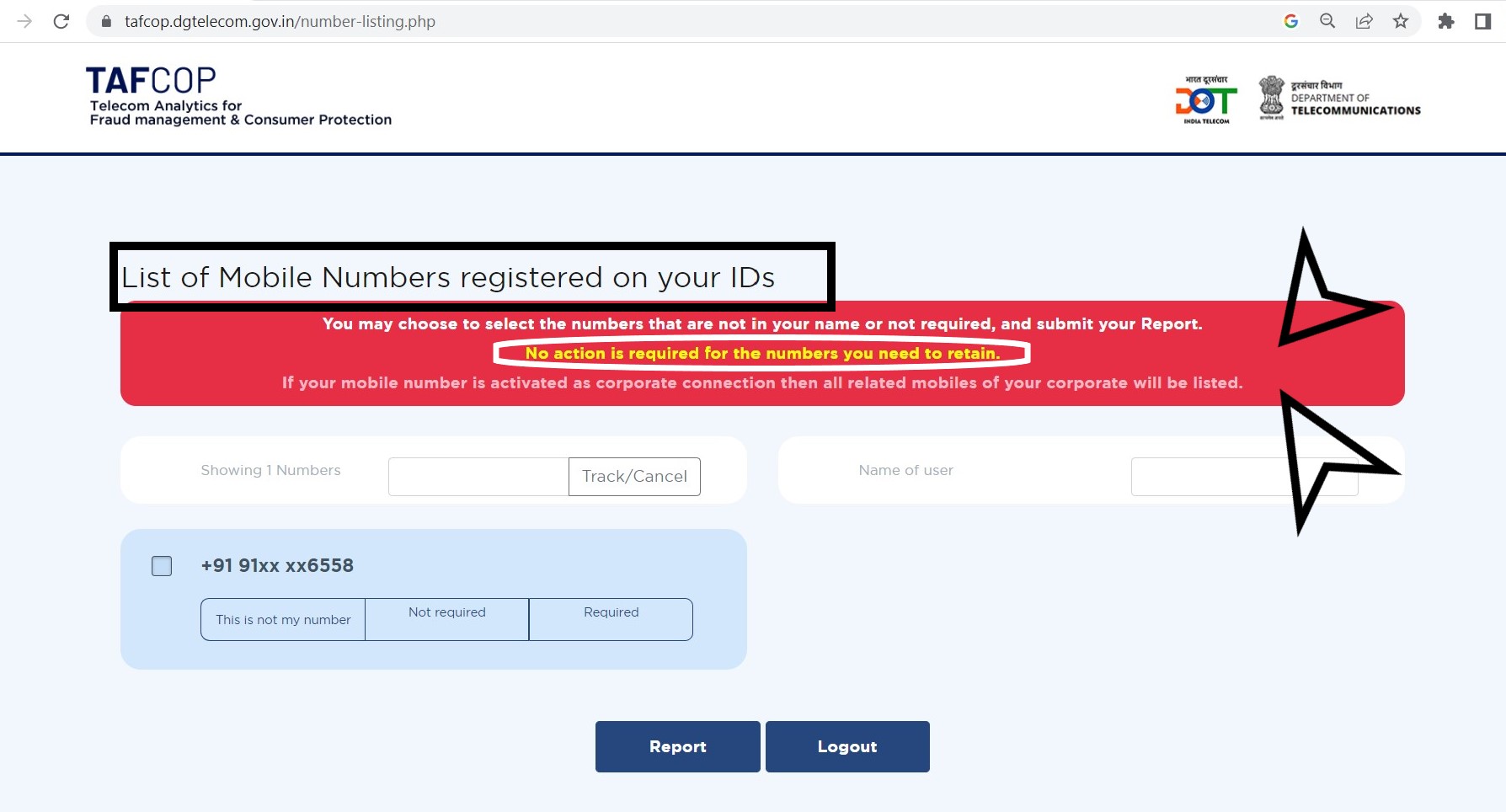 how to check phone number registration details