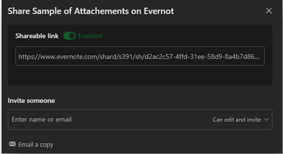 Sample sharing: Evernote