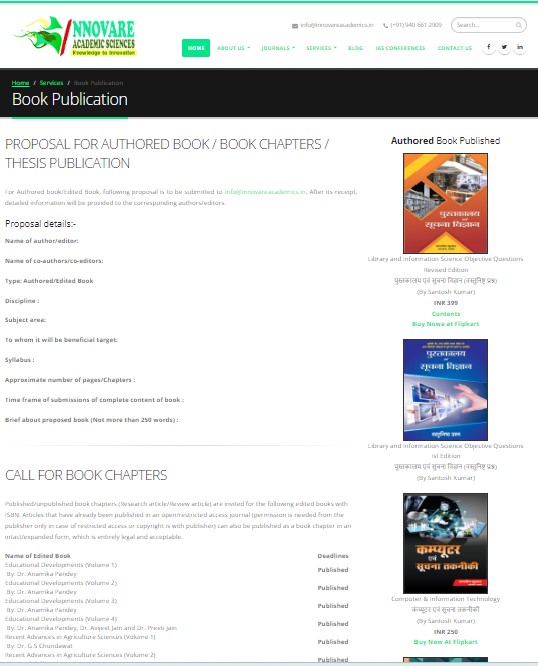 Innovare Academic Sciences-Book Publication