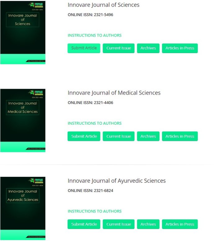 Innovare Journal of Life Sciences-Innovare Academic Publication